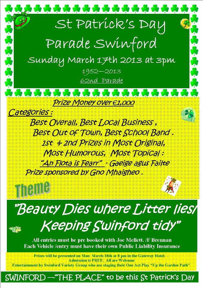 St Patrick’s Day Swinford 62nd Annual Parade