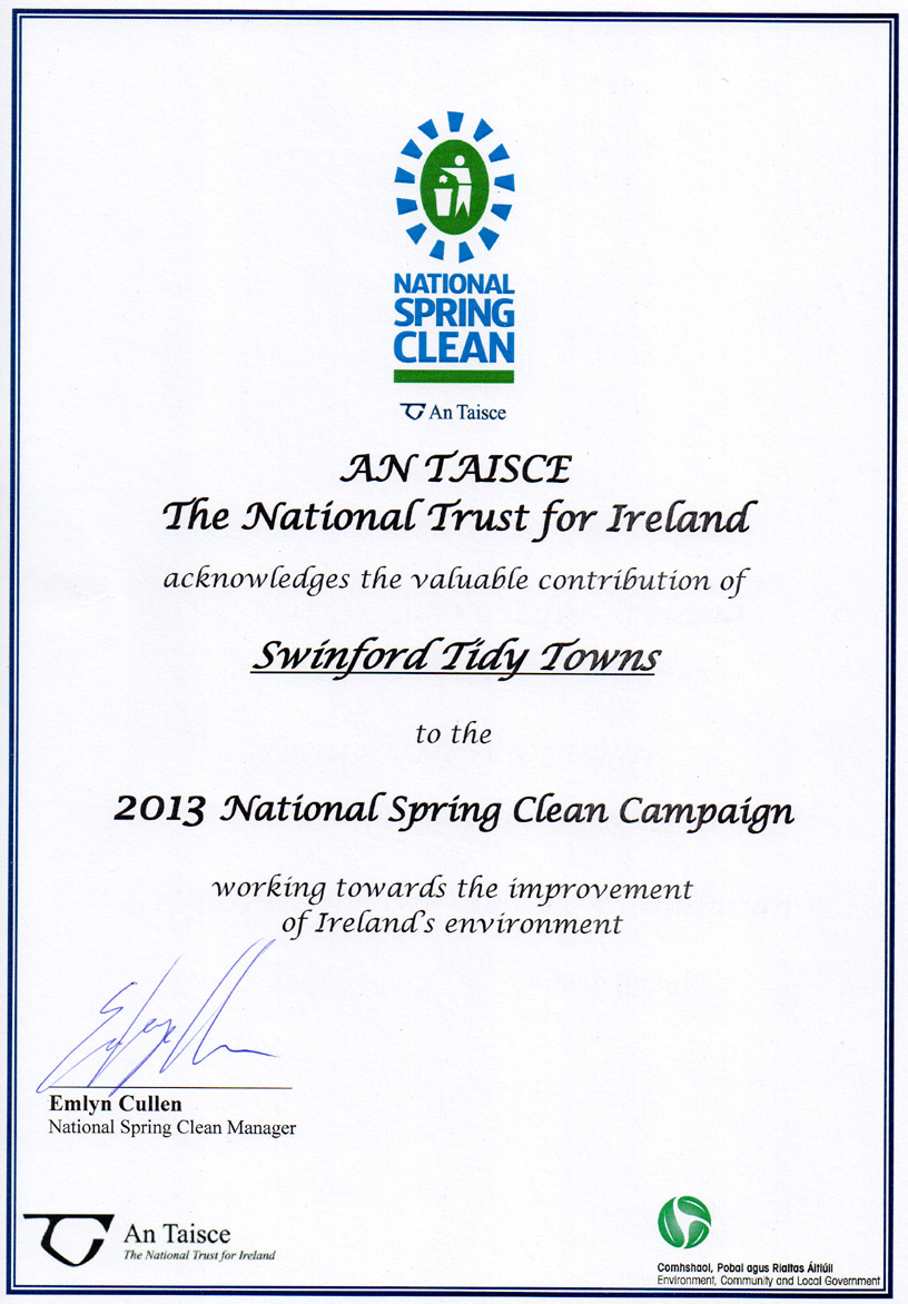 National Spring Clean 2013 Certificate