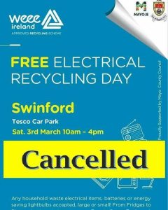 weee collection in Swinford cancelled