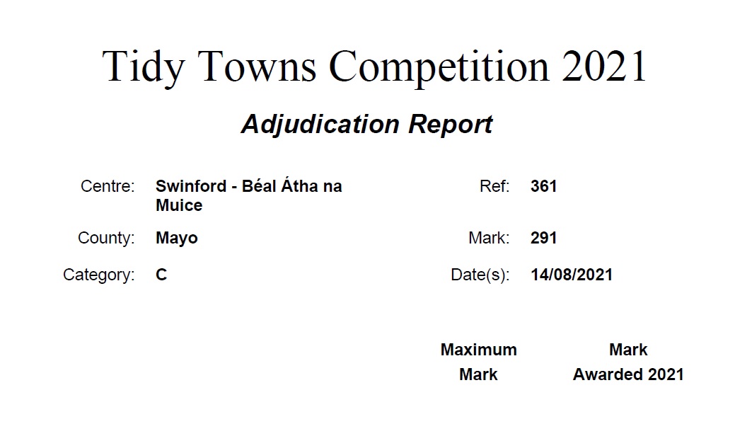 2021 Tidy Towns Results Swinford